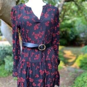 [Loft] GARDEN SPLIT NECK SWING DRESS